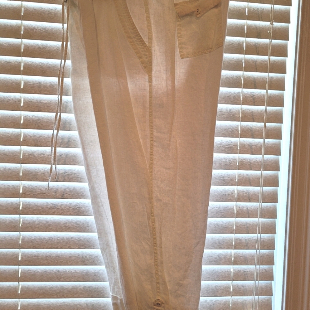 2 pc. Linen Cuffed Capri Set